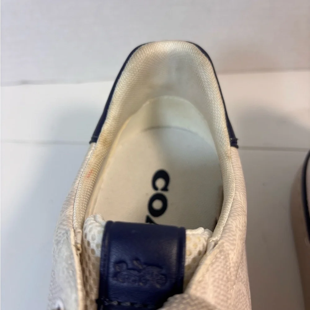 Coach Men's Lowline Signature Low Top White/Navy Blue 11.5 Casual Formal - Picture 7 of 8